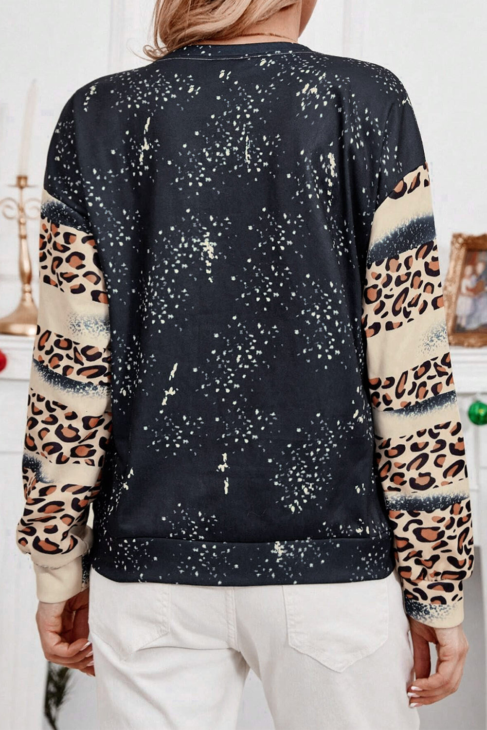 Black THANK YOU FOR BEING A FRIEND Graphic Leopard Tie Dye Sweatshirt Graphic Sweatshirts JT's Designer Fashion
