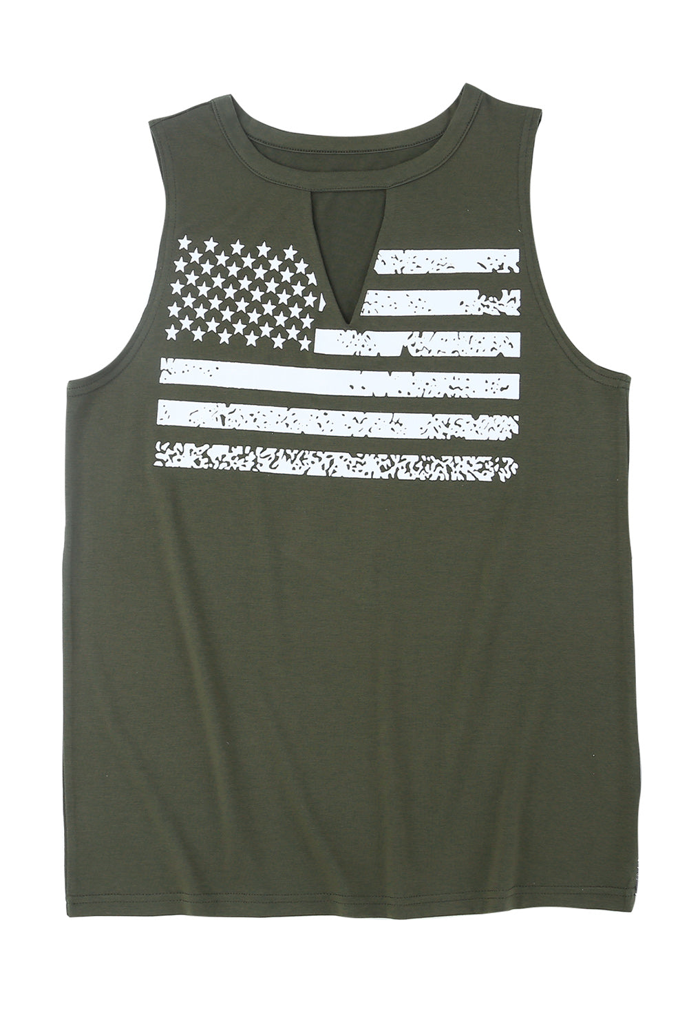 Green Cutout American Flag Print Tank Top Tank Tops JT's Designer Fashion