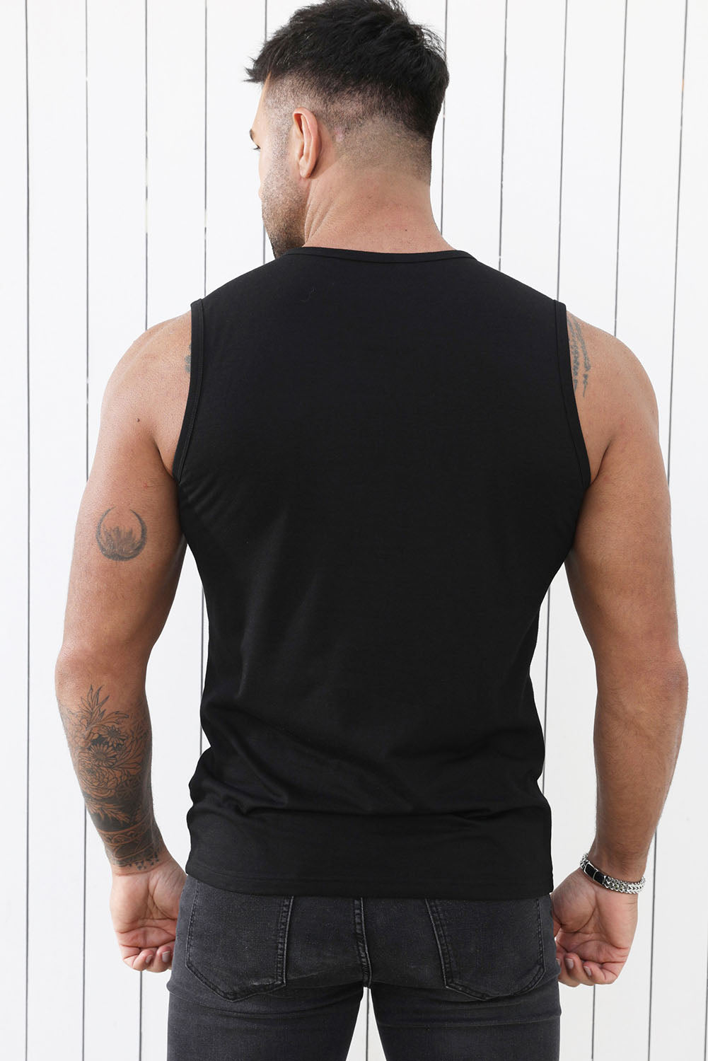 Black American Flag Print Muscle Fit O Neck Men's Tank Top Men's Tops JT's Designer Fashion