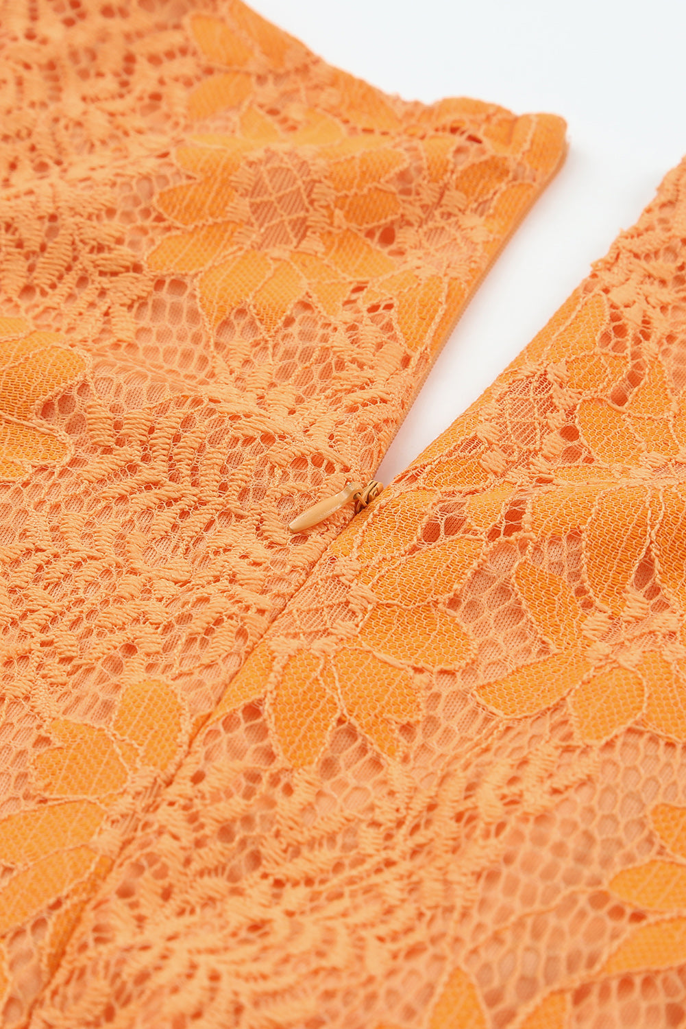 Orange Flutter Sleeve Wrap V Neck Floral Lace Short Dress Mini Dresses JT's Designer Fashion