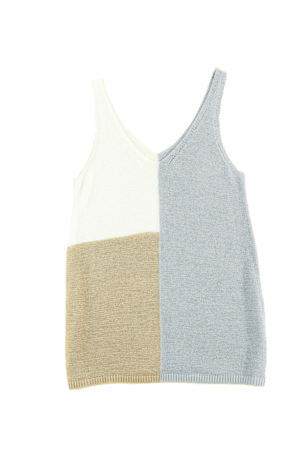 Gray Color Block Knitted Tank Top Tank Tops JT's Designer Fashion