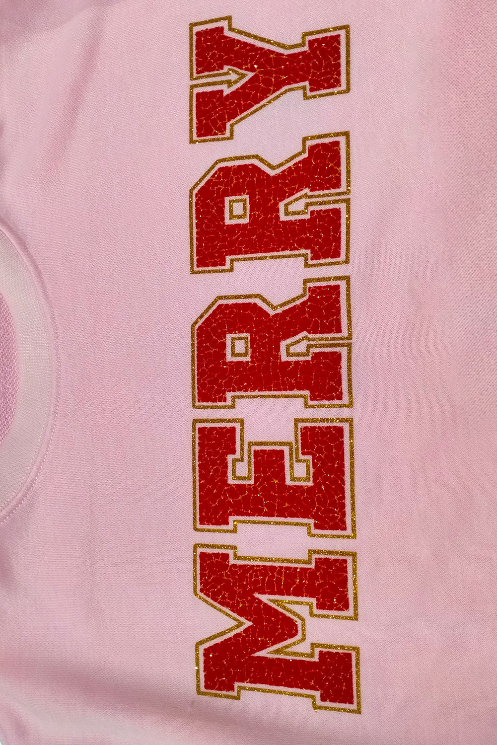 Pink MERRY Graphic Pullover Sweatshirt Graphic Sweatshirts JT's Designer Fashion