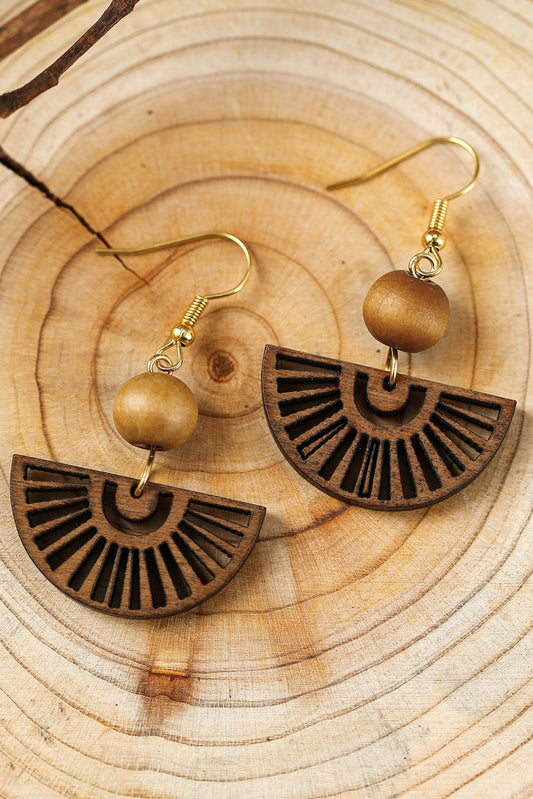 Brown Vintage Fan Earrings Jewelry JT's Designer Fashion
