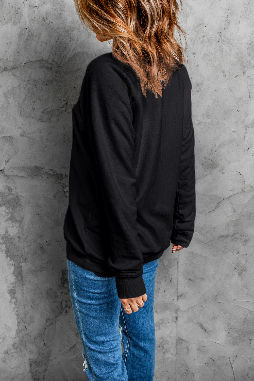 Black THANKFUL Heart Print Long Sleeve Sweatshirt Graphic Sweatshirts JT's Designer Fashion