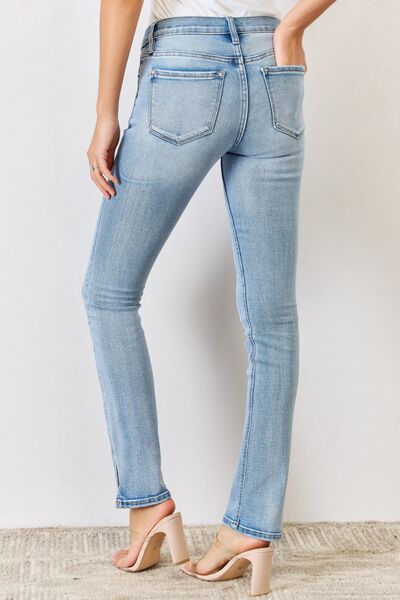 Kancan Full Size Mid Rise Y2K Slit Bootcut Jeans Jeans JT's Designer Fashion