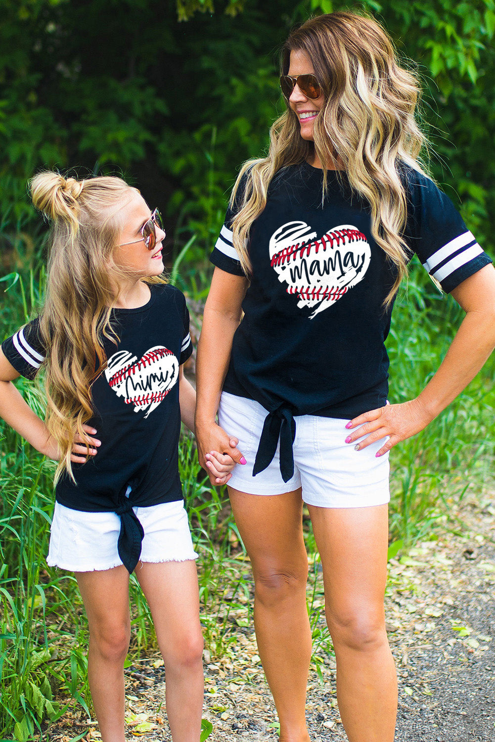 Black Family Matching Baseball Mama Heart Shaped Print Graphic Tee Family T-shirts JT's Designer Fashion