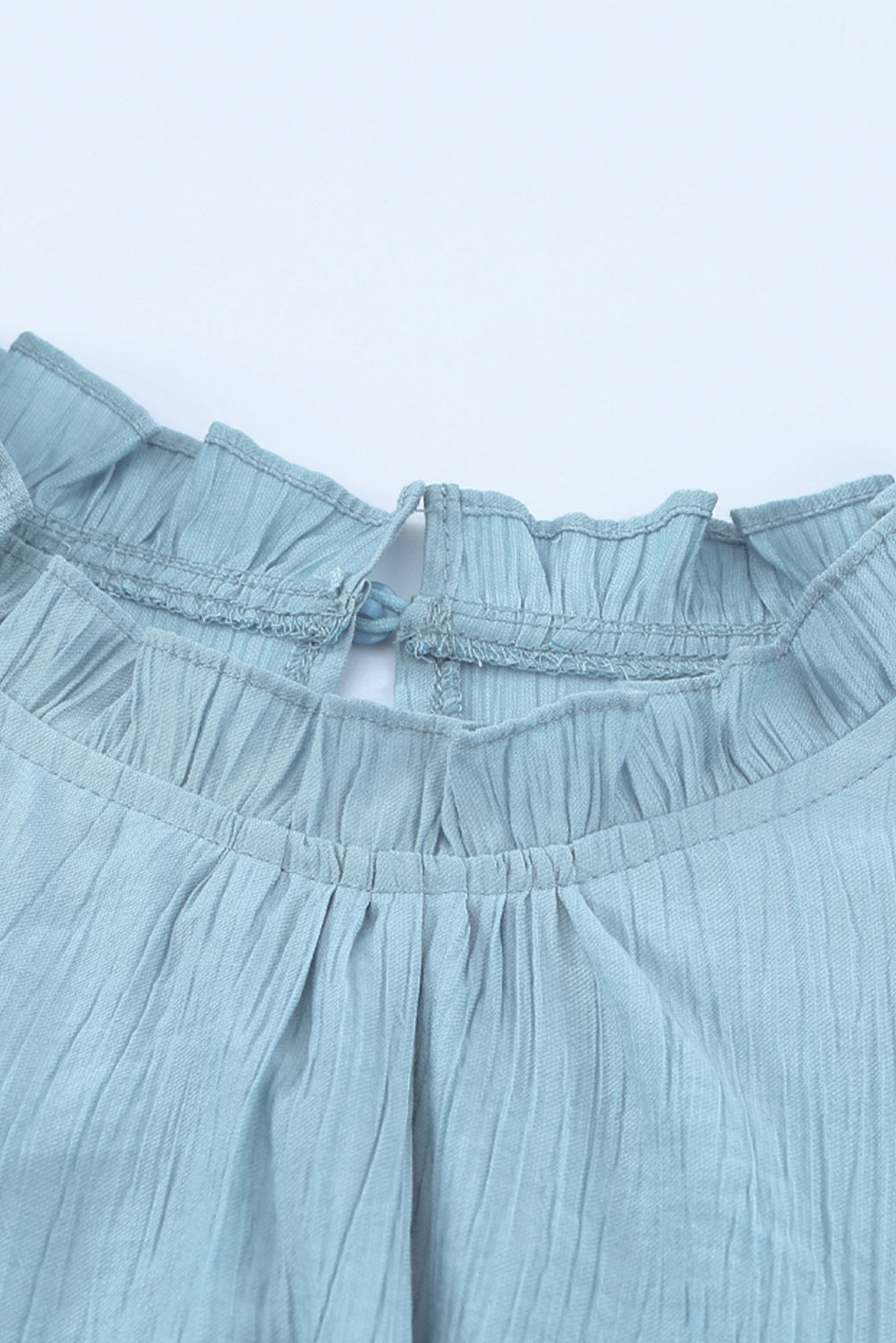 Sky Blue Frilled Neck Sleeveless Tiered Tulle Dress Mini Dresses JT's Designer Fashion