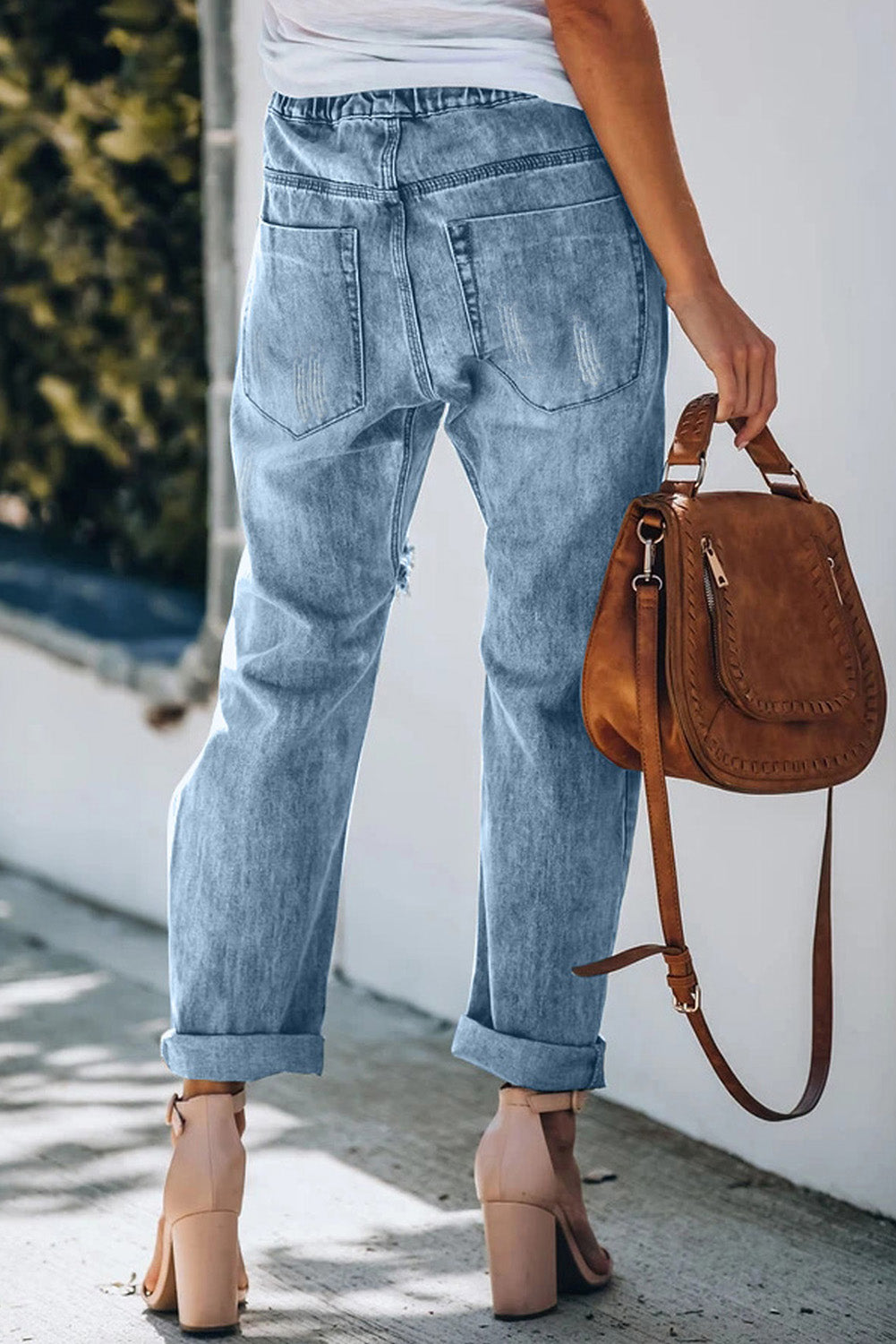 Plaid Patches Cotton Pocketed Denim Jeans Jeans JT's Designer Fashion