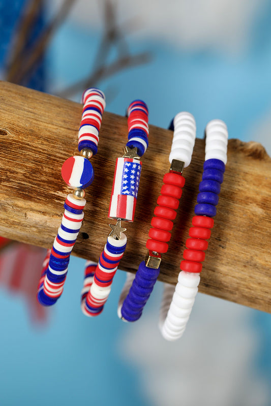 Multicolor Independence Day Stars Stripes Bracelet Set Jewelry JT's Designer Fashion