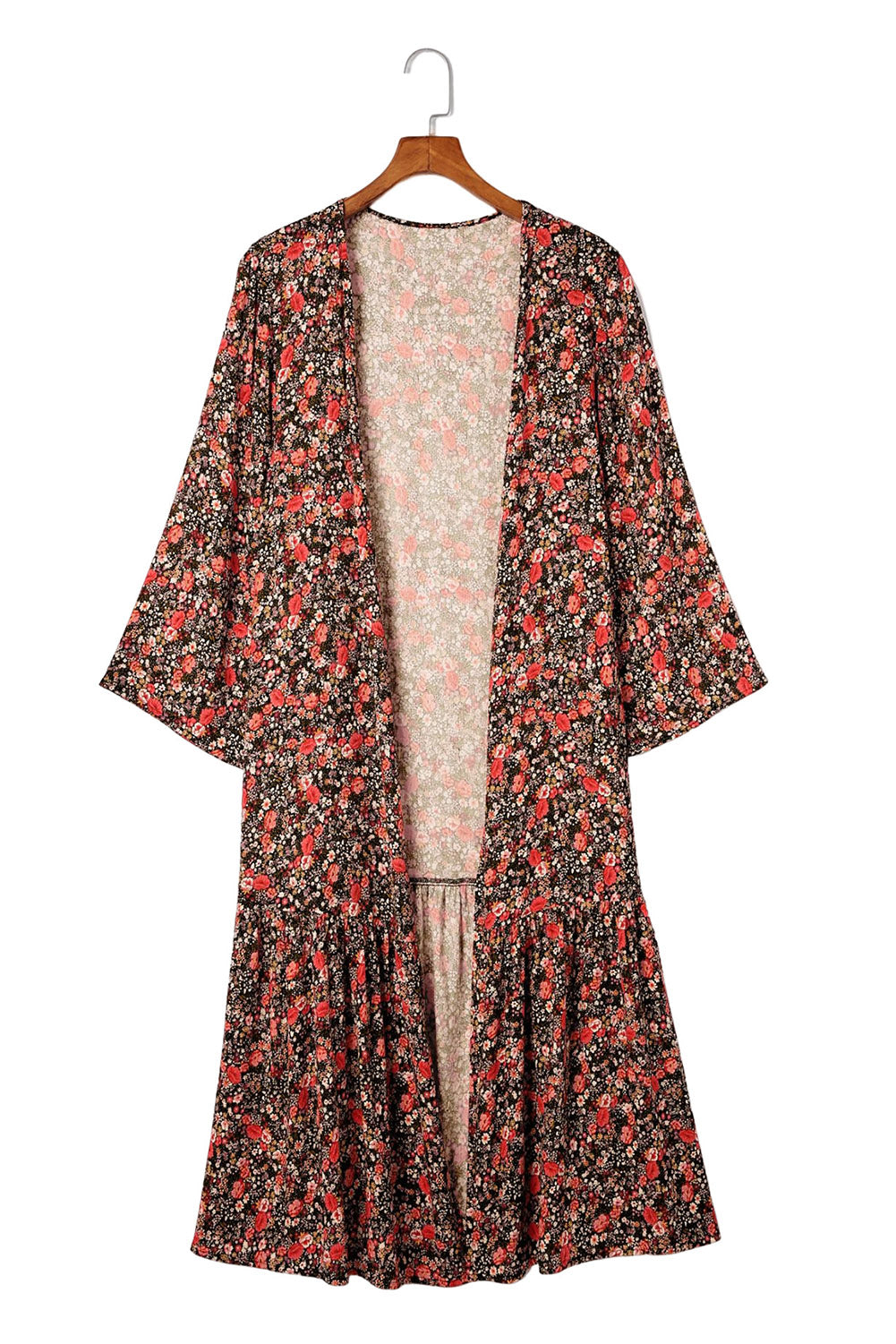 Multicolor Open Front Boho Floral Print Kimono Kimonos JT's Designer Fashion