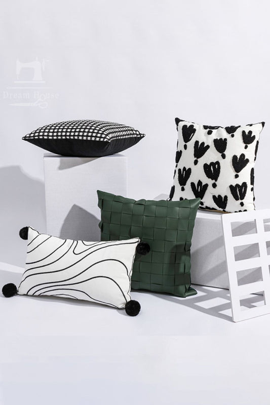4-Pack Zip Closure Decorative Throw Pillow Cases Black/White/Green One Size Home Decor JT's Designer Fashion
