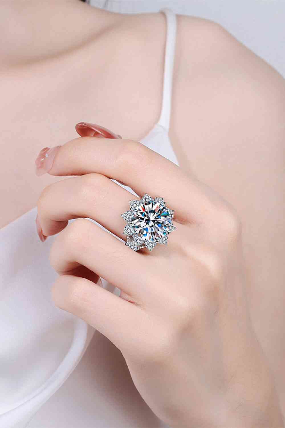 10 Carat Moissanite Flower-Shaped Ring Silver Jewelry JT's Designer Fashion