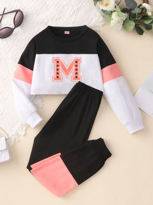 Kids Graphic Cropped Sweatshirt and Joggers Set Multi Kids Sets JT's Designer Fashion