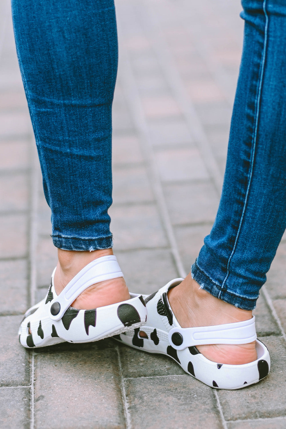 Bright White Cow Spots Print Classic Clogs Slippers JT's Designer Fashion