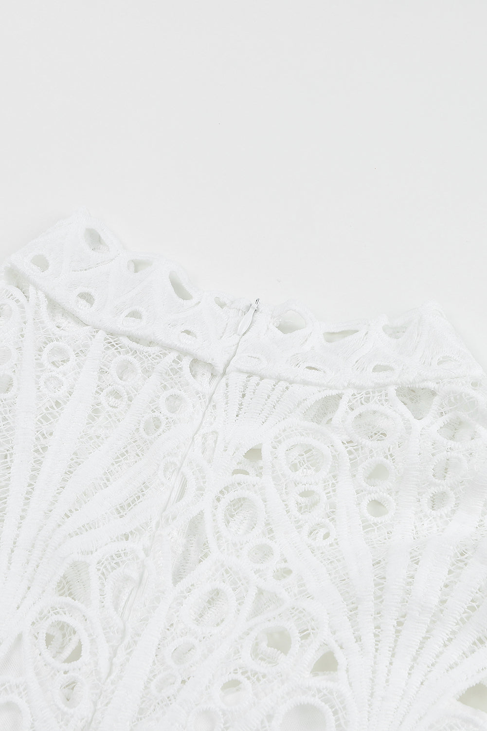 White Puff Sleeve Crochet Lace Mini Dress Mini Dresses JT's Designer Fashion