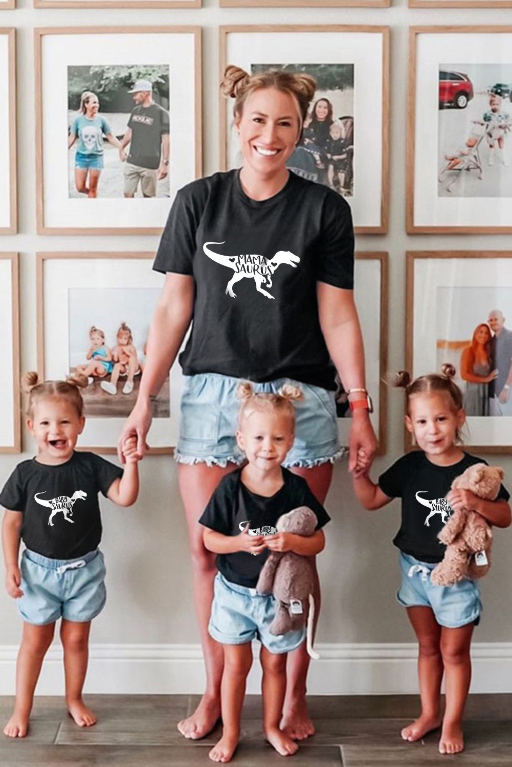 Black Mama Saurus Short Sleeve Graphic T-Shirt Family T-shirts JT's Designer Fashion