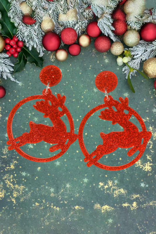 Red Christmas Tree Acrylic Stud Earrings Jewelry JT's Designer Fashion
