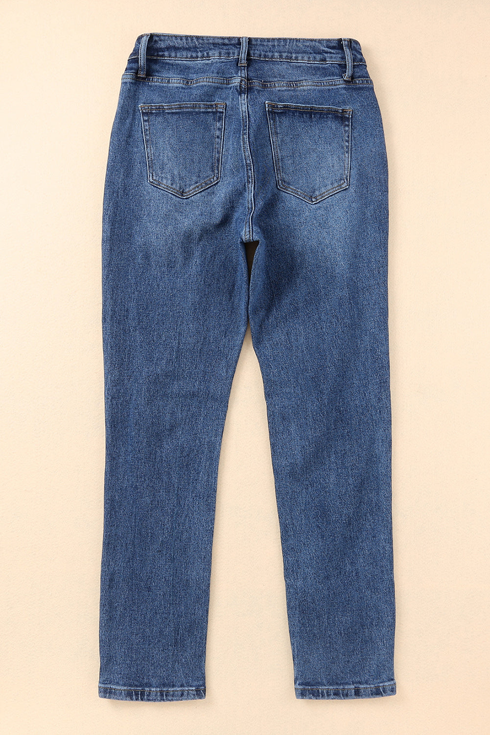 Blue Multi Hole Distressed Straight Leg Jeans Jeans JT's Designer Fashion