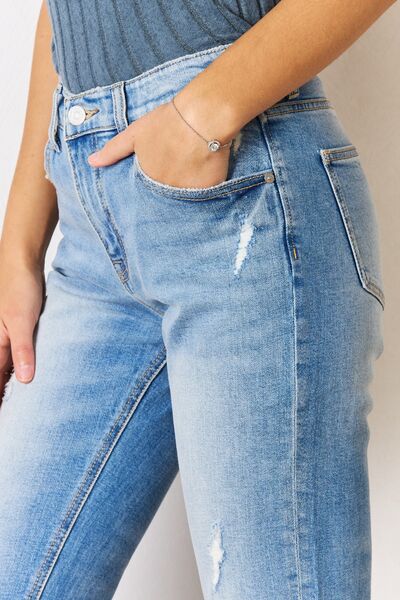 Kancan High Rise Distressed Slim Straight Jeans Jeans JT's Designer Fashion