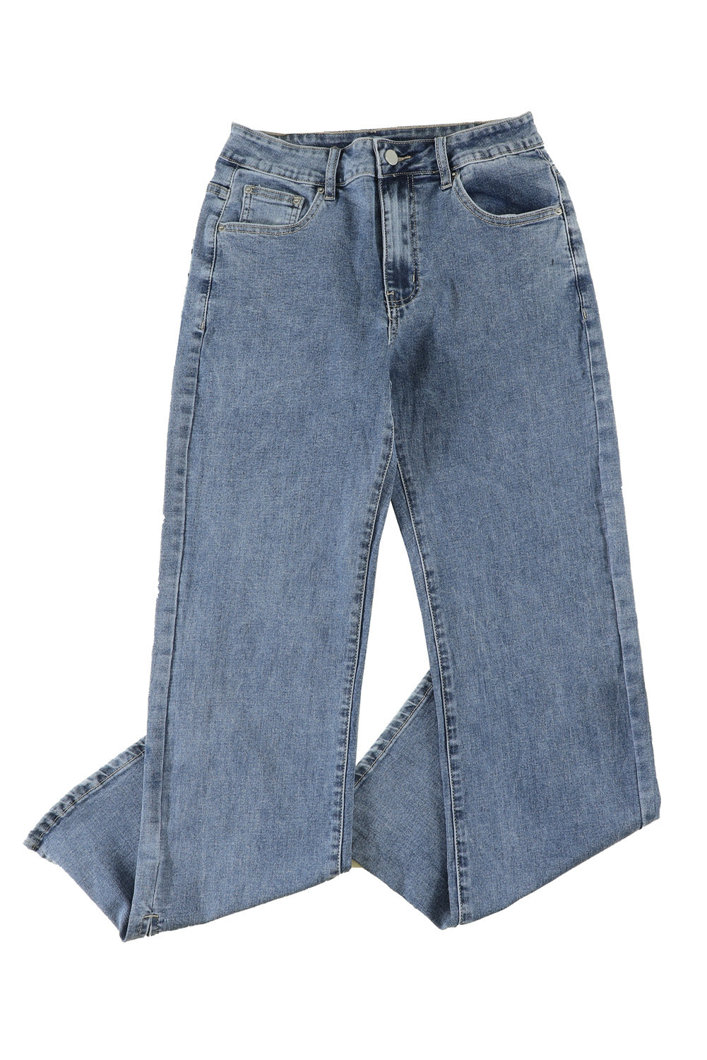 Blue High Rise Slit Anklet Flare Jeans Jeans JT's Designer Fashion