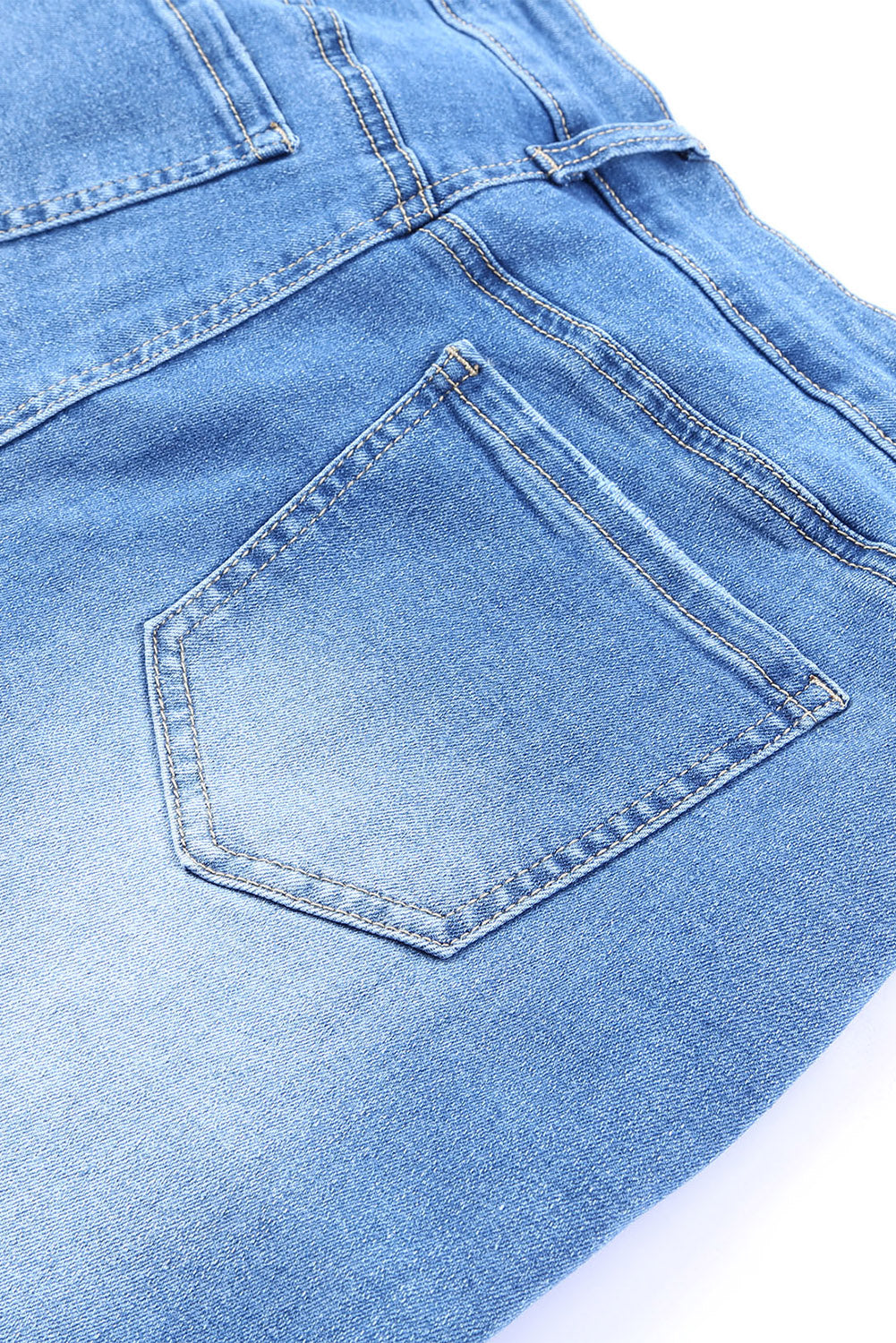 Sky Blue Vintage Frayed Tassel Bell Bottom Pants Jeans JT's Designer Fashion