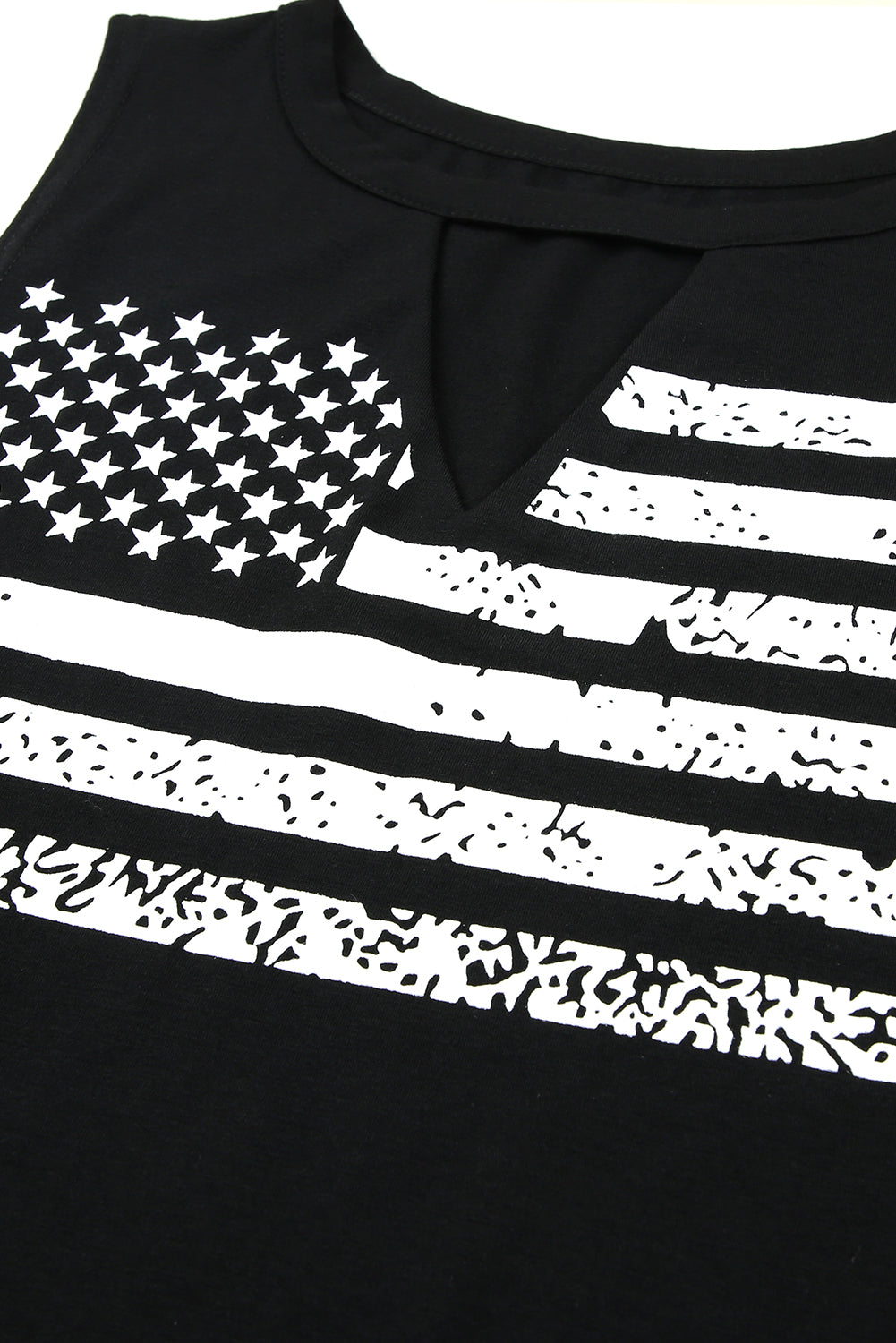 Black Cutout American Flag Print Tank Top Tank Tops JT's Designer Fashion