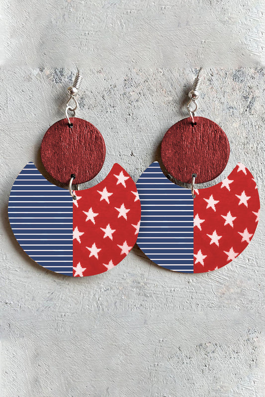 Red Stars and Stripes Independent Day Dangle Earrings Jewelry JT's Designer Fashion