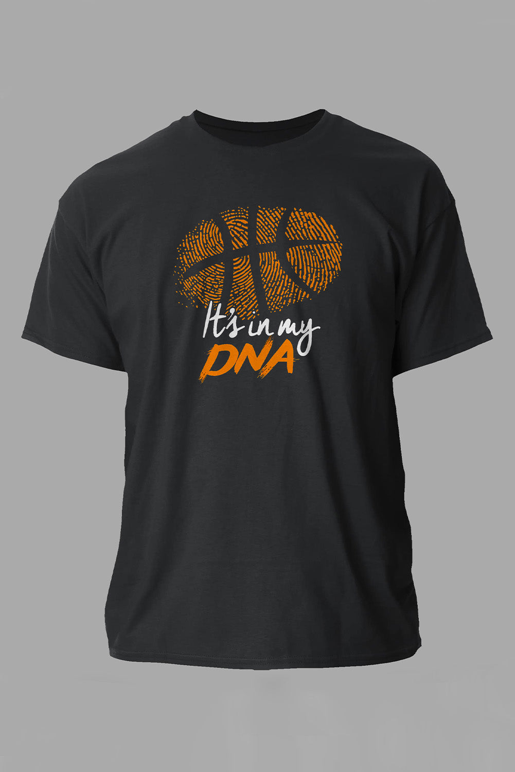 Black It's In My DNA Basketball Print Short Sleeve Men's T Shirt Black 62%Polyester+32Cotton+6%Elastane Men's Tops JT's Designer Fashion