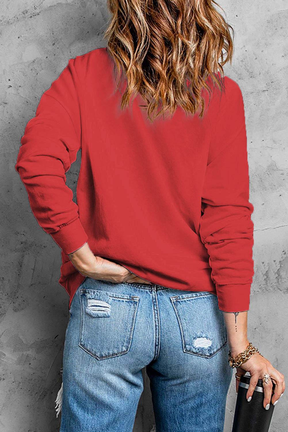 Fiery Red MERRY MAMA Long Sleeve Pullover Sweatshirt Graphic Sweatshirts JT's Designer Fashion