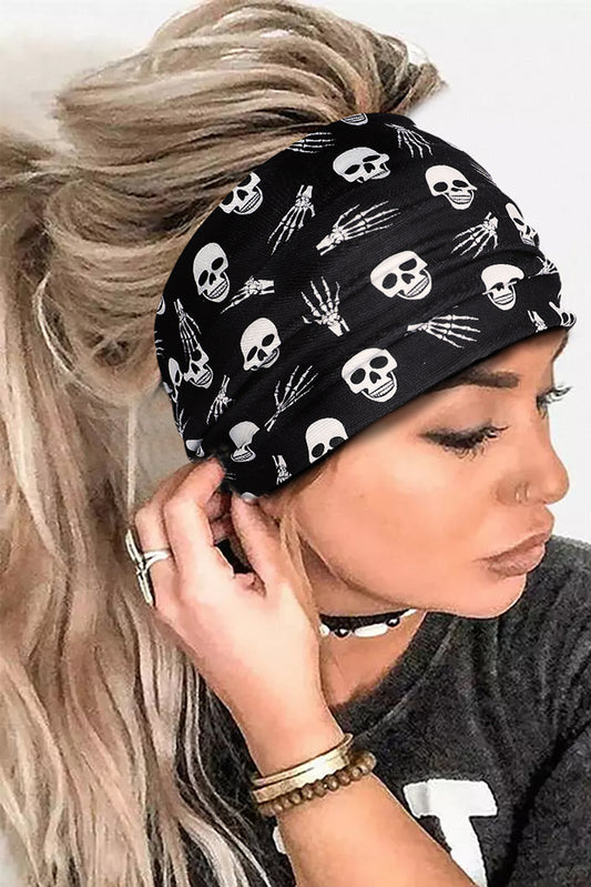Black Halloween Theme Printed Bowknot Headband Headwear JT's Designer Fashion