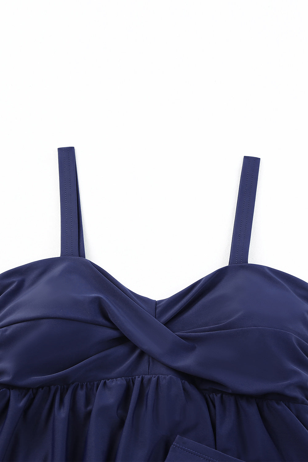 Blue Adjustable Straps Ruched 2pcs Tankini Swimsuit Tankinis JT's Designer Fashion