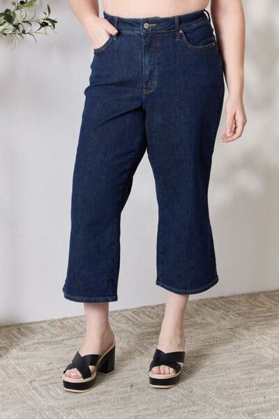 Judy Blue Full Size High Waist Cropped Wide Leg Jeans Jeans JT's Designer Fashion