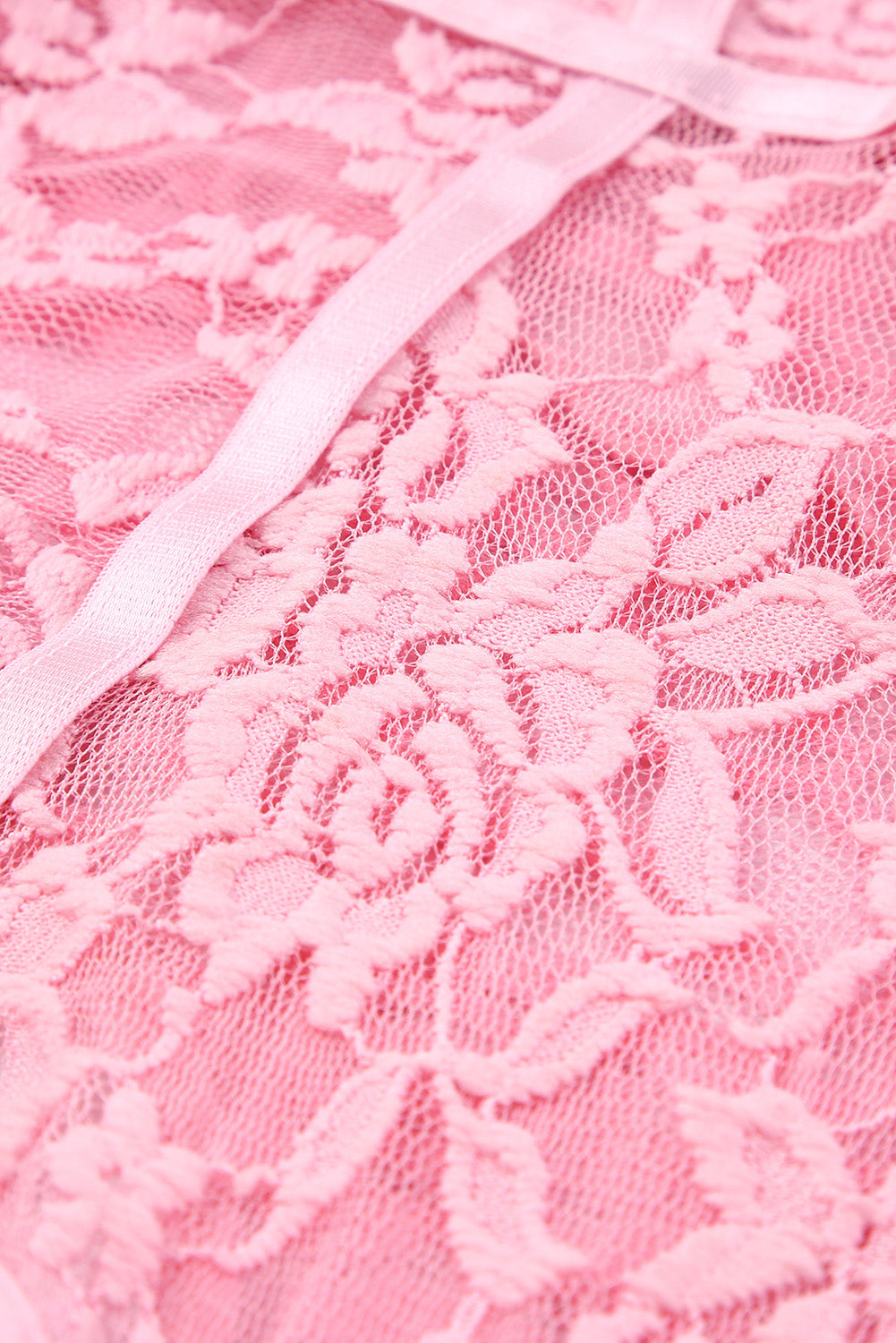 Pink Spaghetti Straps Floral Lace Crochet Teddy Lingerie Teddy Lingerie JT's Designer Fashion