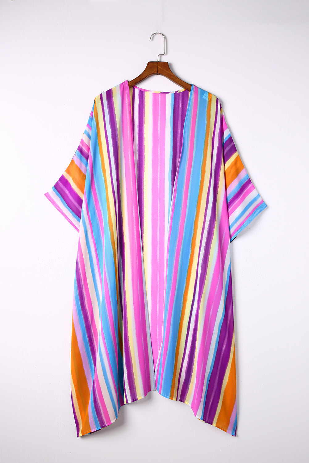 Multicolor Striped Print Oversized Kimono Kimonos JT's Designer Fashion