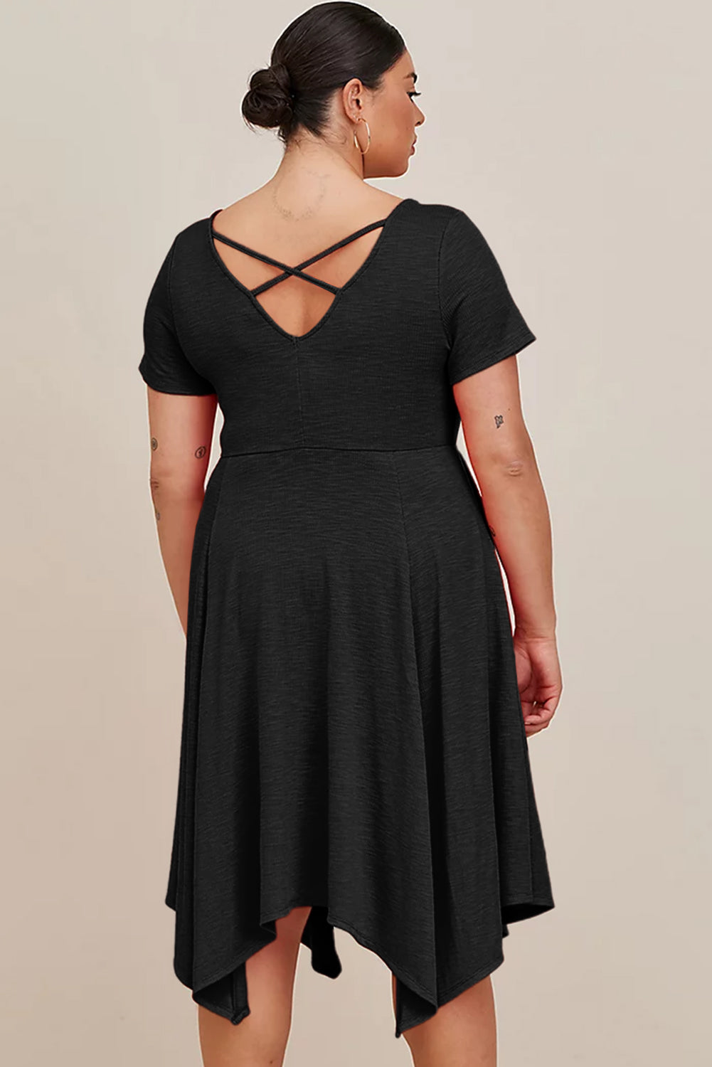 Black Plus Size Ruched Sweetheart Fit and Flare Midi Dress Plus Size Dresses JT's Designer Fashion