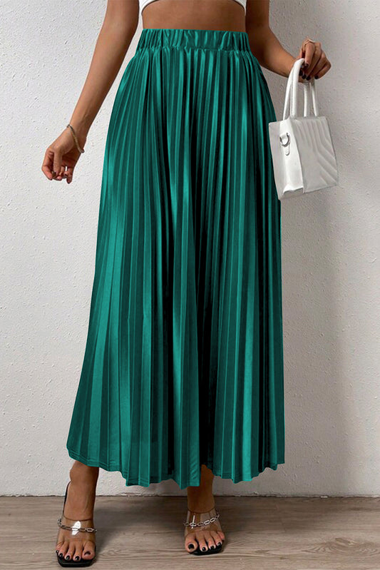 Cypress Elastic Waist Pleated Maxi Skirt Bottoms JT's Designer Fashion