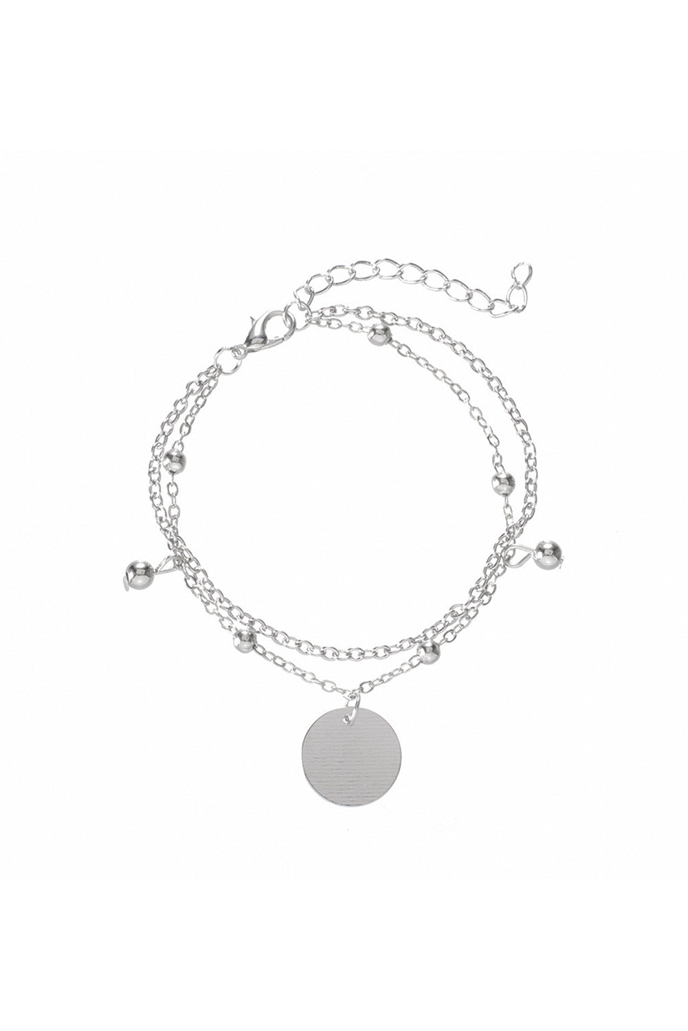 Multilayer Chain Disc Tassel Pendant Silvery Bracelet Set Jewelry JT's Designer Fashion