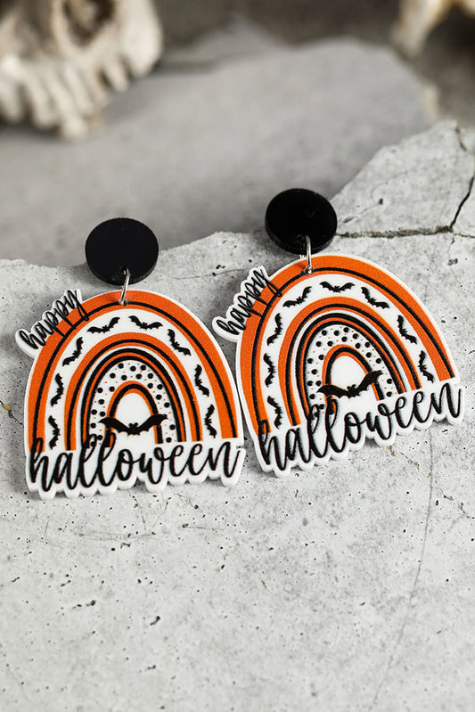 Multicolour Happy Halloween Bats Printed Earrings Jewelry JT's Designer Fashion