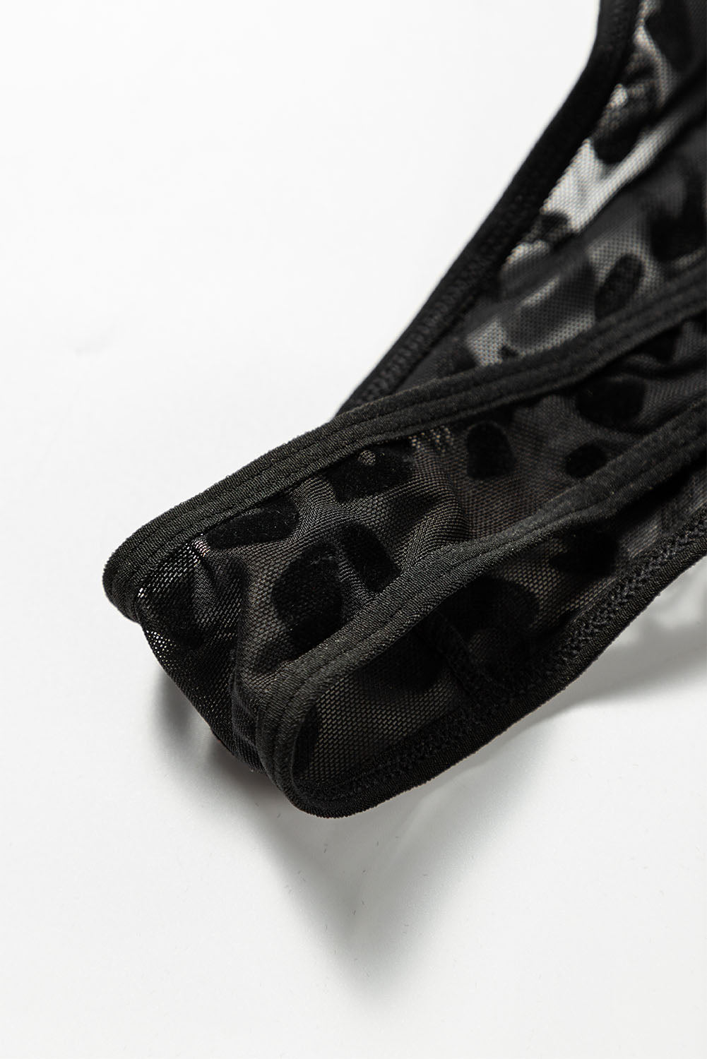 Black Strappy Caged Leopard Insert Teddy Lingerie Teddy Lingerie JT's Designer Fashion