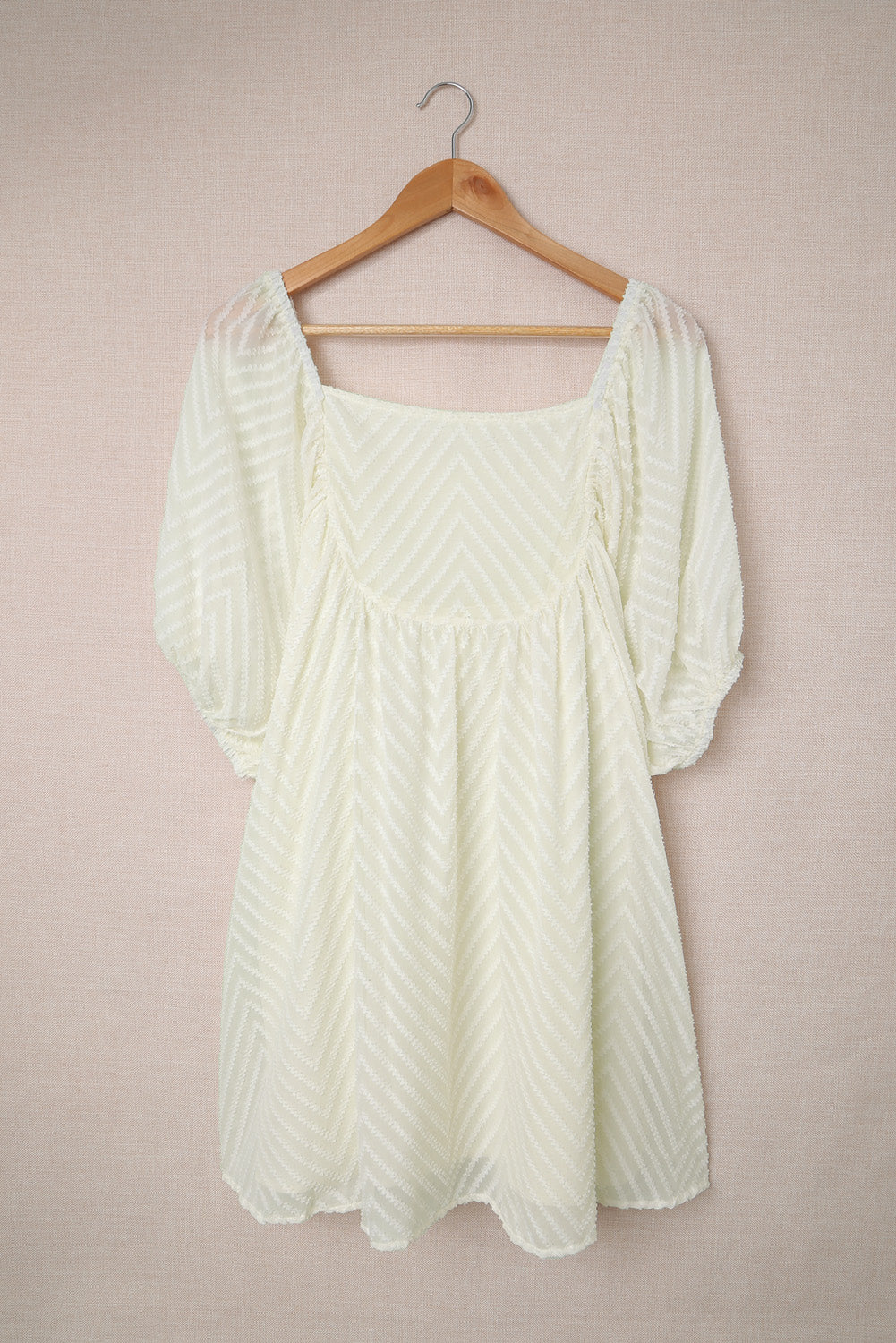 Apricot Square Neck Puff Sleeve Babydoll Mini Dress Mini Dresses JT's Designer Fashion