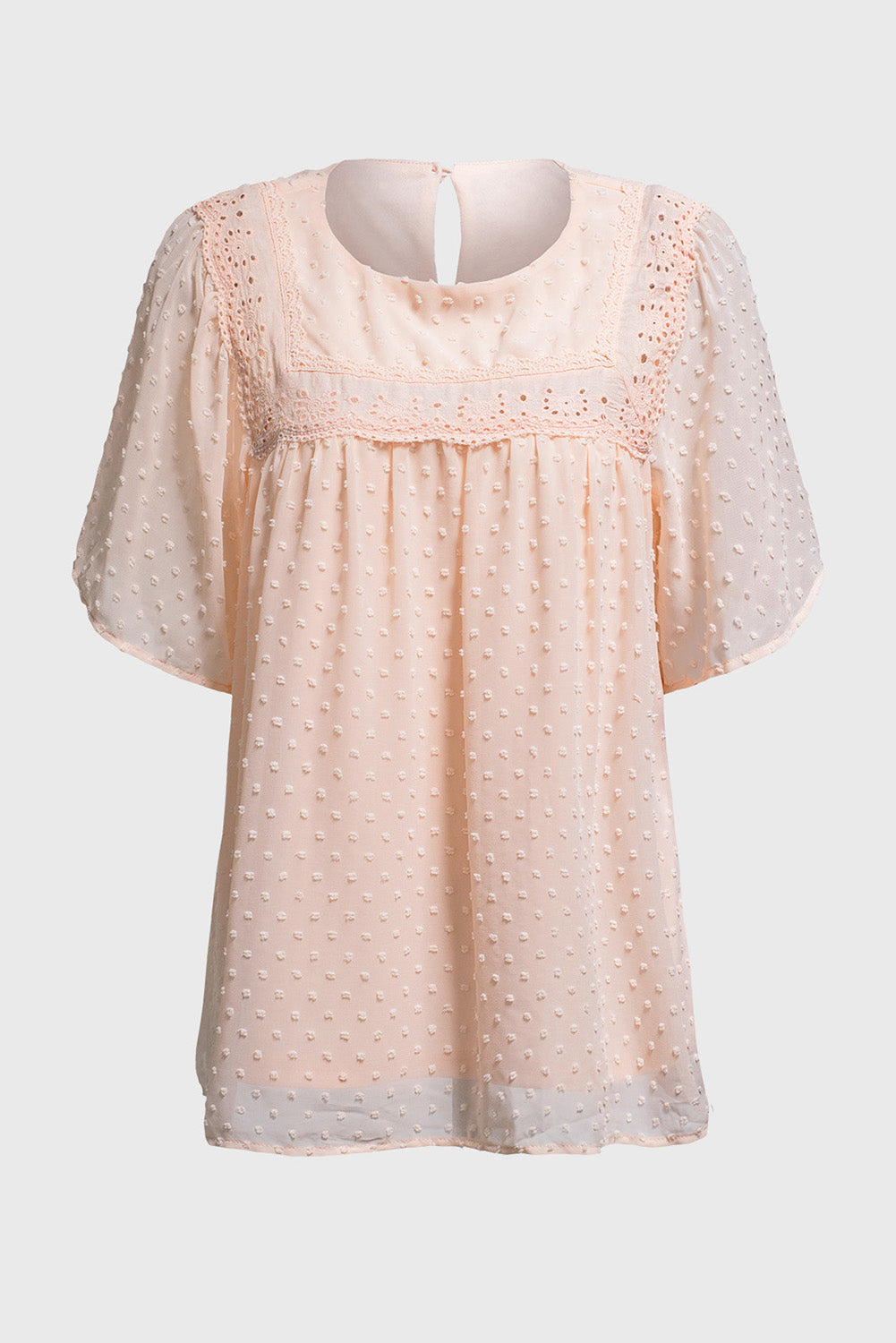 Apricot Flutter Sleeves Sheer Textured Babydoll Top Family T-shirts JT's Designer Fashion