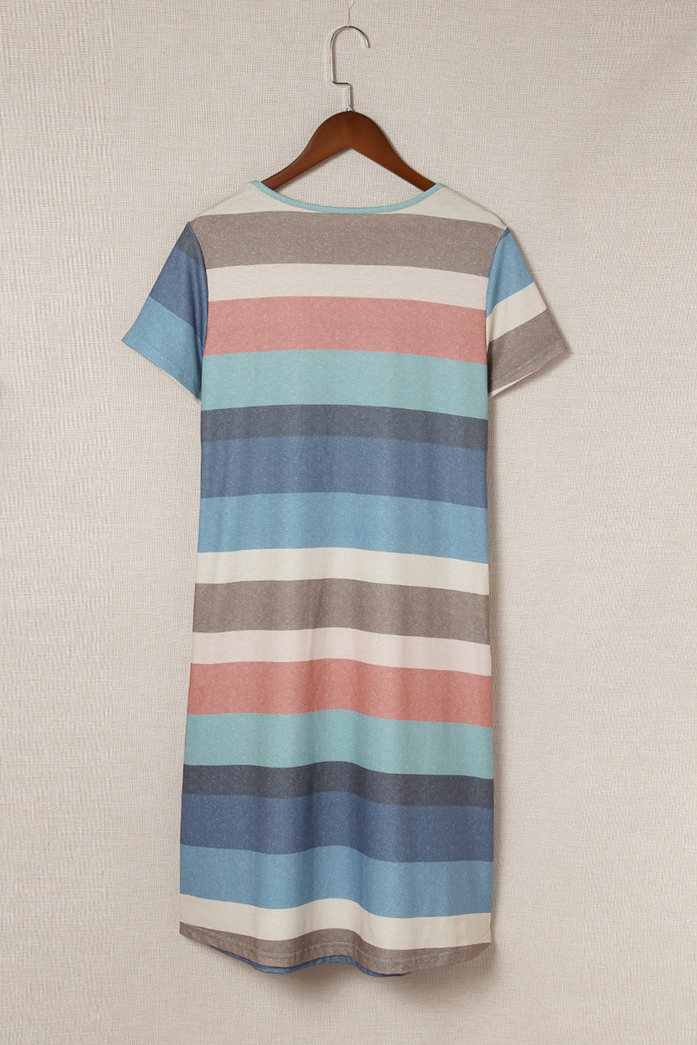 Sky Blue Striped Pocket Mini Dress T Shirt Dresses JT's Designer Fashion