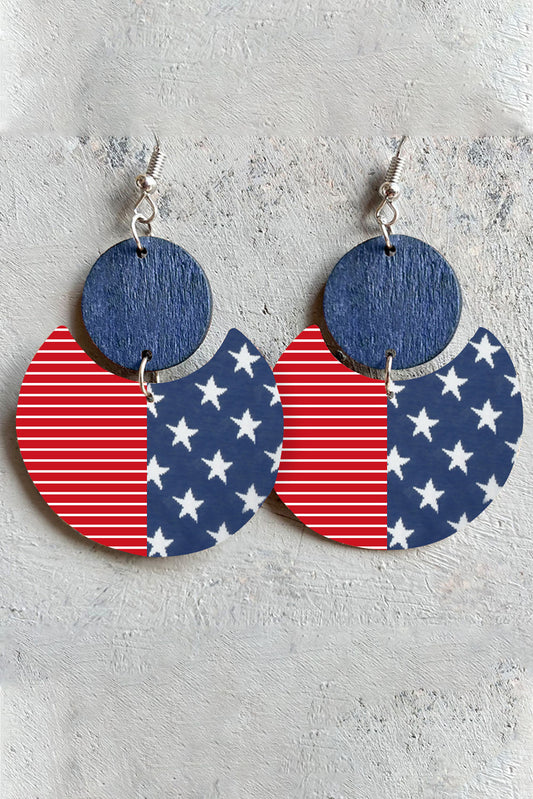 Multicolor Stars and Stripes Independent Day Dangle Earrings Jewelry JT's Designer Fashion