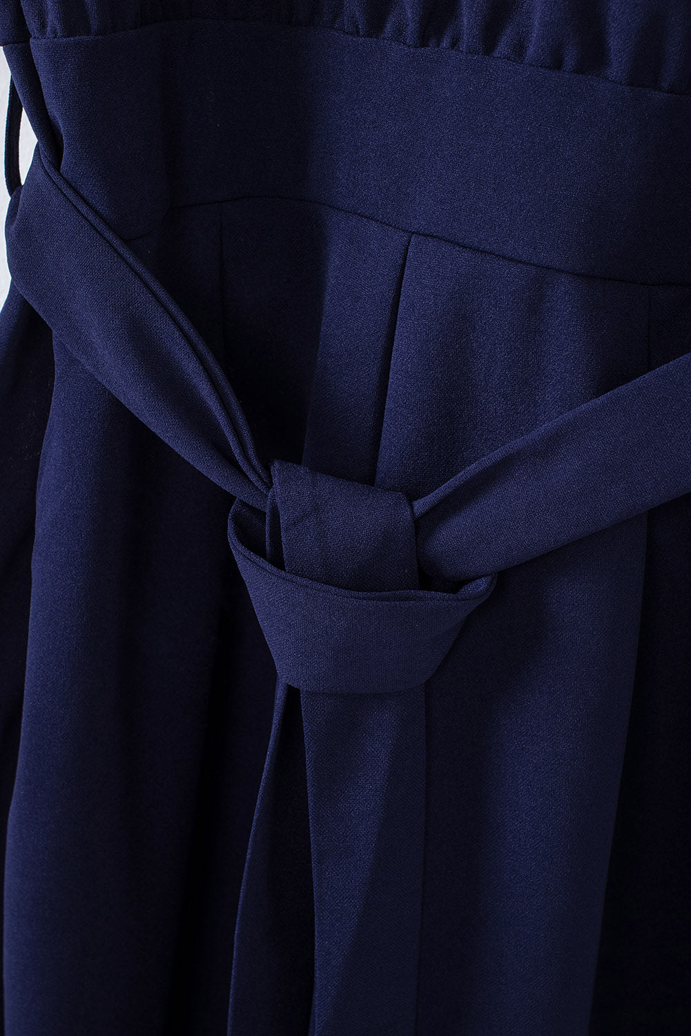 Blue Bracelet Sleeve Waist Tie Wide Leg Jumpsuit Jumpsuits & Rompers JT's Designer Fashion