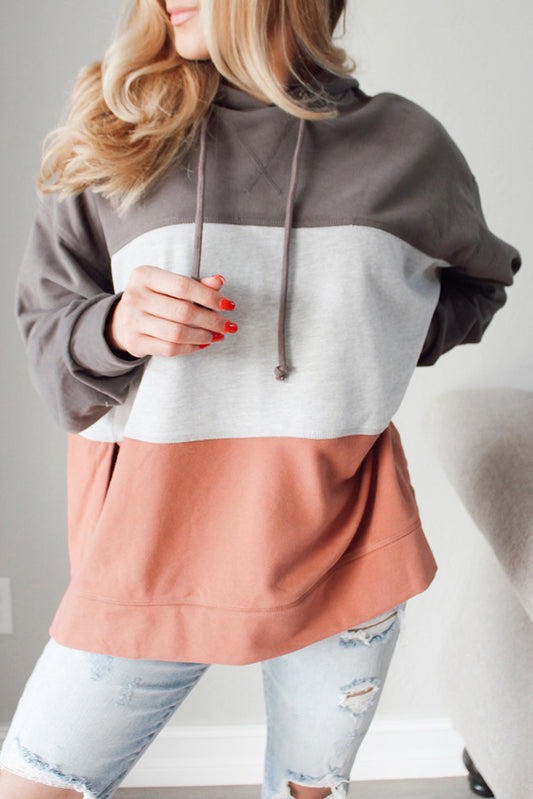 Multicolor Colorblock Pocketed Side Slit Hoodie Pre Order Sweatshirts & Hoodies JT's Designer Fashion