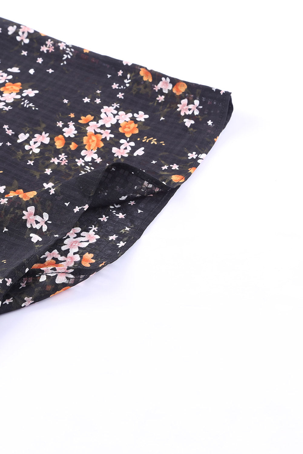 Black Dainty Floral Print Flowy Kimono Kimonos JT's Designer Fashion