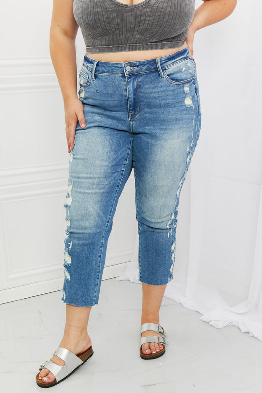 Judy Blue Laila Full Size Straight Leg Distressed Jeans Medium Jeans JT's Designer Fashion