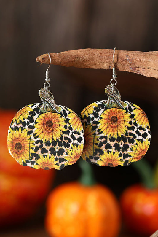 Multicolour Leopard Sunflower Pumpkin Hook Earrings Jewelry JT's Designer Fashion