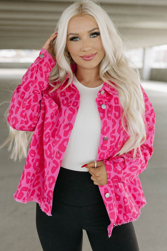 Barbie Style Pink Button Cuffs Raw Hem Jacket Outerwear JT's Designer Fashion