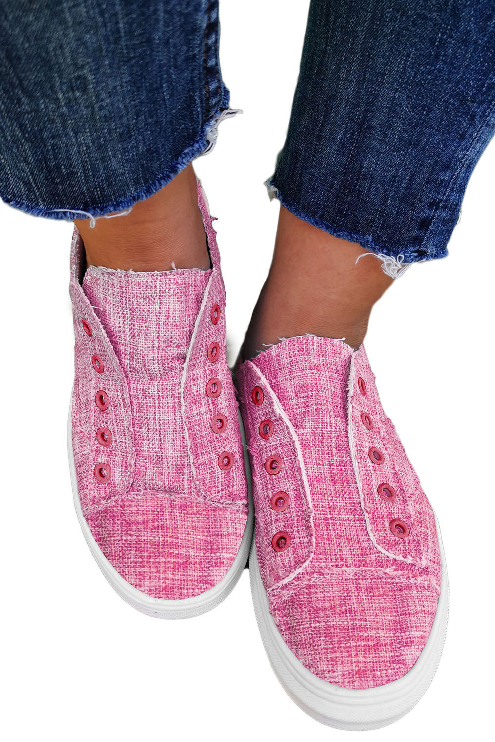 Pink Vintage Washed Slip On Canvas Shoes Women's Shoes JT's Designer Fashion